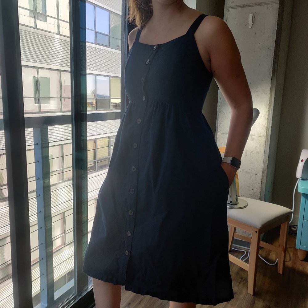 Gap Maternity Button Down Midi Dress Navy